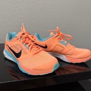 Nike Bright Orange and Teal Sneakers